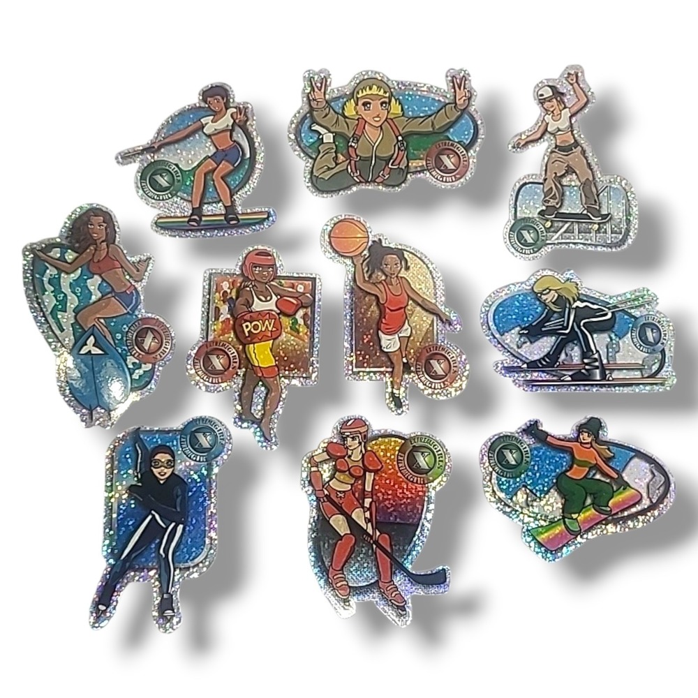 Vintage 90s Extreme Girls Prism Holographic Vending Machine Stickers Set NOS